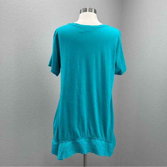 LOGO by Lori Goldstein Embroidered Top with Eyelet Hem - Picture 8 of 12